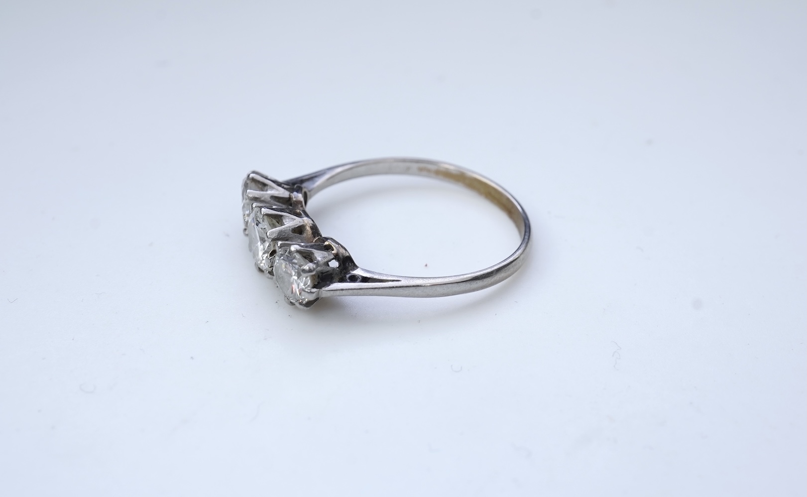 A three-stone diamond ring
